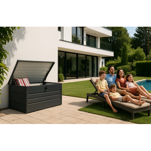 Cufar depozitare gradina SuperiorChest 400 litri, lada depozitare unelte, Basic, otel zincat