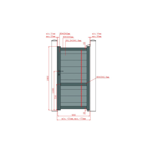 Poarta pietonala aluminiu 900x1800 mm, model Baldur, maro