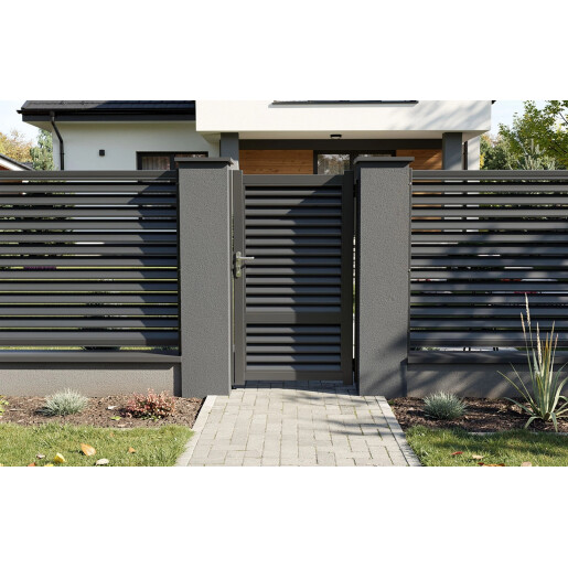 Poarta pietonala aluminiu 900x1800 mm, model Jaluzea ranforsata, maro