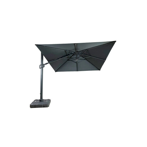 Umbrela de soare 3x3 m, aluminiu, pliabila, gri antracit, suport de plastic inclus