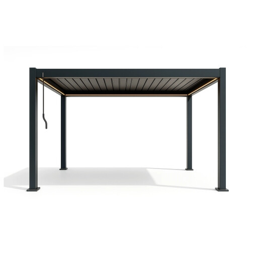 Pergola Bioclimatica X 2.0, Aluminiu, 3x3m, LED Lumina Calda, Gri Antracit