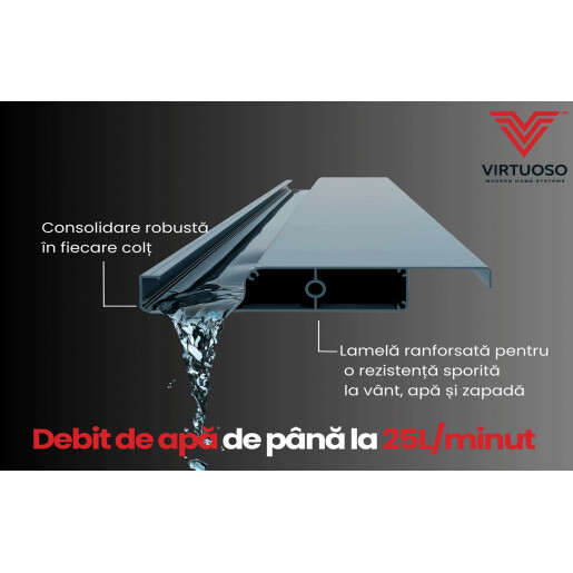 Pergola Bioclimatica X 2.0, Aluminiu, 3x8m, LED Lumina Calda, Gri Antracit