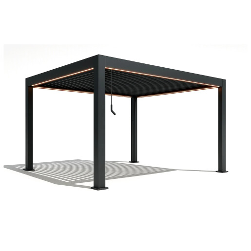 Pergola Bioclimatica X 2.0, Aluminiu, 4x4m, LED Lumina Calda, Gri Antracit