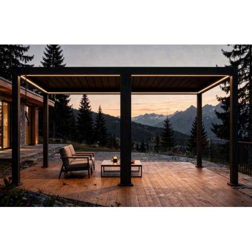 Pergola Bioclimatica X 2.0, Aluminiu, 4x6m, LED Lumina Calda, Gri Antracit