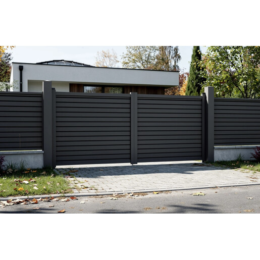 Poarta auto batanta aluminiu 3000x1800 mm, model Jaluzea Deluxe, gri antracit