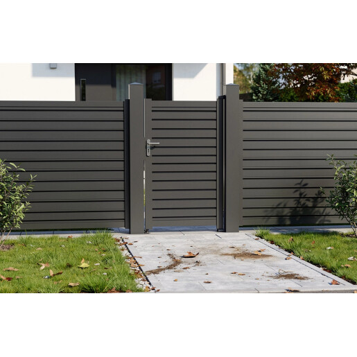 Poarta pietonala aluminiu 900x1800 mm, model Jaluzea Deluxe, gri antracit