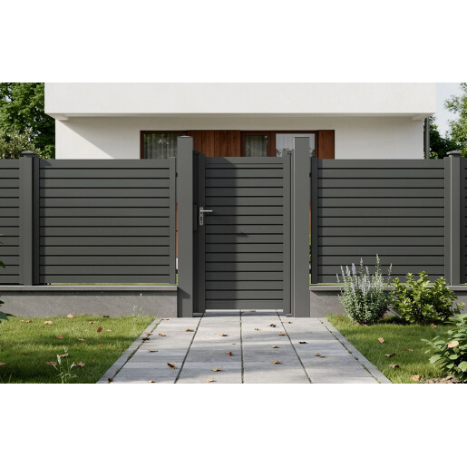 Poarta pietonala aluminiu 900x1800 mm, model Jaluzea Deluxe, gri antracit