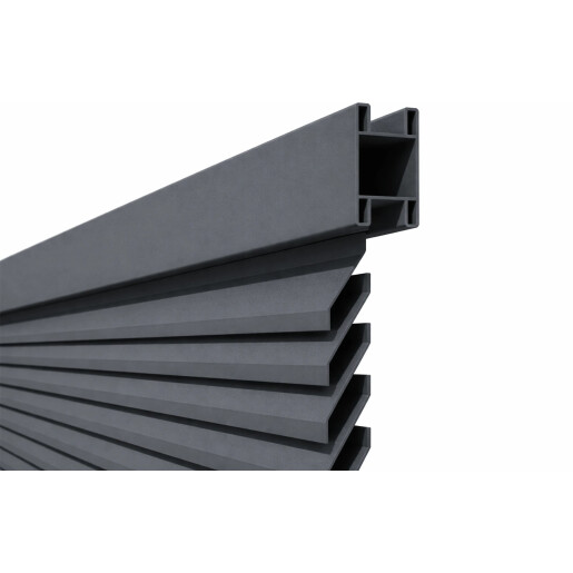 Poarta culisanta aluminiu 3000x2000 mm, model Jaluzea cu poarta pietonala integrata, gri antracit