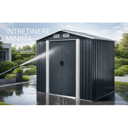 Magazie tip casuta depozitare gradina EasyBox 4m2, casuta depozitare unelte, Basic, Otel zincat
