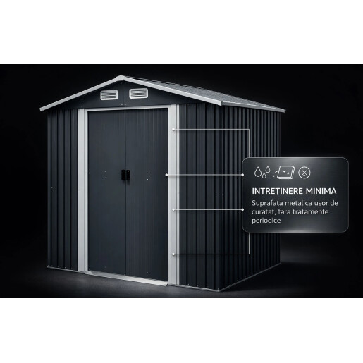 Magazie tip casuta depozitare gradina EasyBox 4m2, casuta depozitare unelte, Basic, Otel zincat