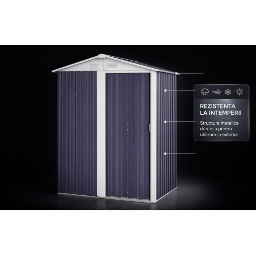 Magazie tip casuta depozitare gradina EasyBox Small 2m2, casuta depozitare unelte, Basic, Otel zincat