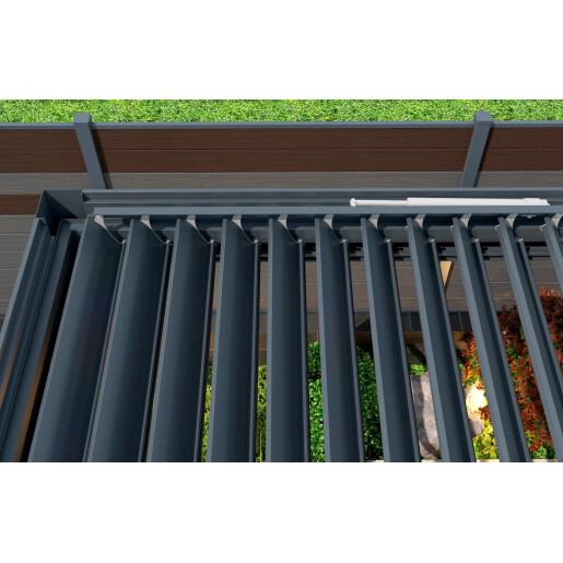 Pergola Bioclimatica Deluxe 2.0, Aluminiu, 4x4m, LED Lumina Calda, Gri Antracit