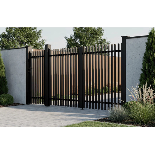 Set porti aluminiu 900x1800 + 3000x1800 mm, model Light Straight, negru