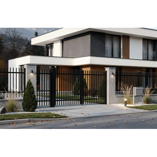 Set porti aluminiu 900x1800 + 3000x1800 mm, model Light Straight, negru