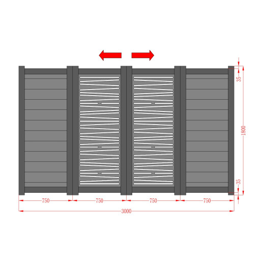 Poarta bi-fold aluminiu 3000x1800 mm, model Poseidon, gri antracit
