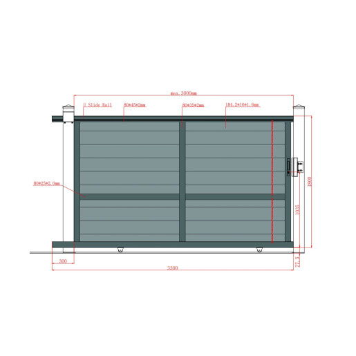 Poarta culisanta aluminiu 3000x1800 mm, model Baldur, maro