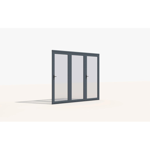 Paravan Pliant Bi-Fold din Sticla 3000x2500mm, 8mm, Sistem Aluminiu Gri RAL 7016 - pentru Pergole si Terase