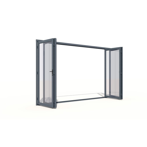 Paravan Pliant Bi-Fold din Sticla 3000x2500mm, 8mm, Sistem Aluminiu Gri RAL 7016 - pentru Pergole si Terase