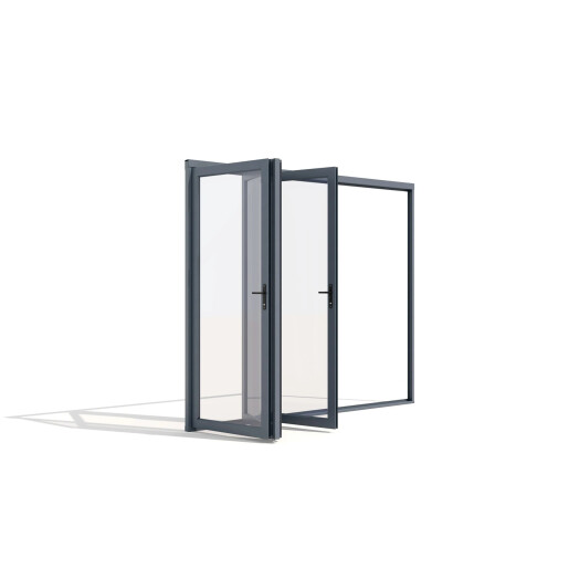 Paravan Pliant Bi-Fold din Sticla 4000x2500mm, 8mm, Sistem Aluminiu Gri RAL 7016 - pentru Pergole si Terase