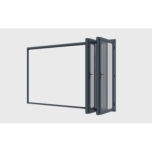 Paravan Pliant Bi-Fold din Sticla 4000x2500mm, 8mm, Sistem Aluminiu Gri RAL 7016 - pentru Pergole si Terase