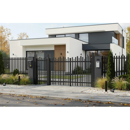 Set porti aluminiu 900x1800 + 3000x1800 mm, model Light Wave, negru