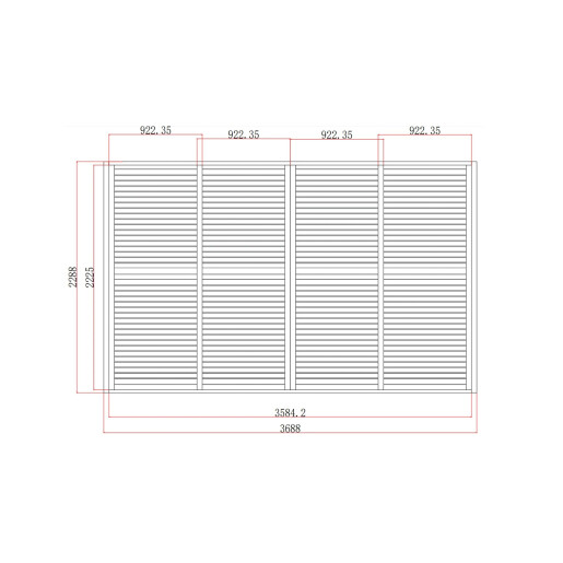 Paravan Culisant cu Jaluzele Fixe pentru Pergola, 4000x2500mm, Panou 3688x2288mm, Bej