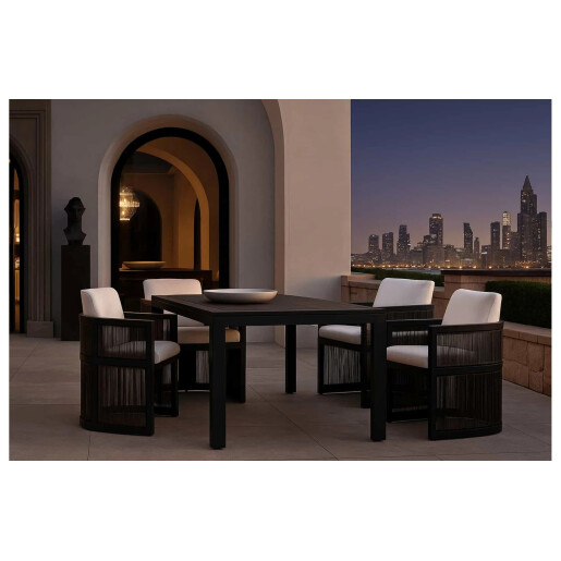 Set masa dining cu 6 scaune, premium, din aluminiu, pentru terasa/gradina/balcon, model Bari