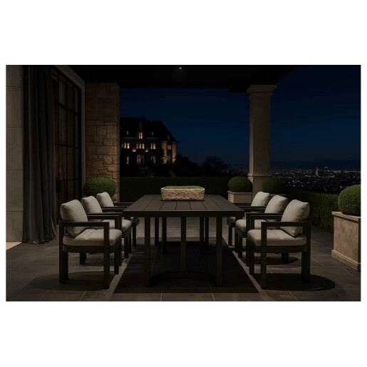 Set masa dining cu 6 scaune, premium, din aluminiu, pentru terasa/gradina/balcon, model Parma