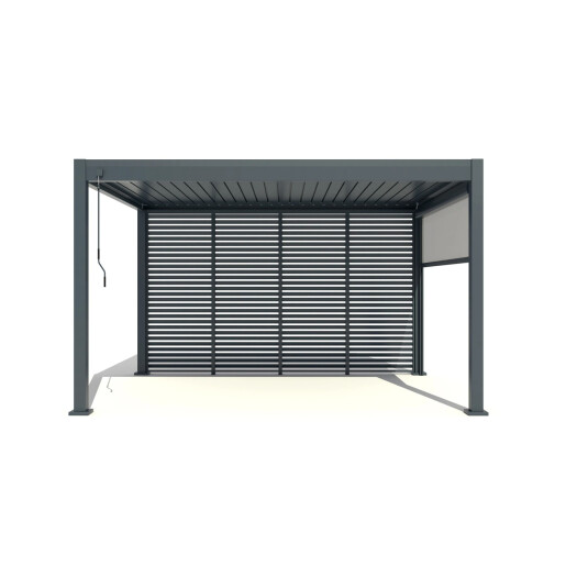 Paravan din Jaluzele Ajustabile Manual pentru Pergola, 1230x2285mm, Structura Gri RAL 7016