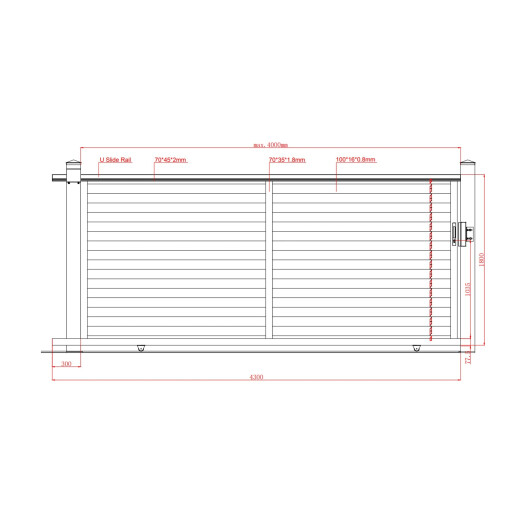 Poarta culisanta aluminiu 4000x1800 mm, model Jaluzea Deluxe, gri antracit
