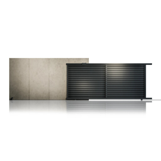 Poarta culisanta aluminiu 3000x1800 mm, model Jaluzea Deluxe, gri antracit