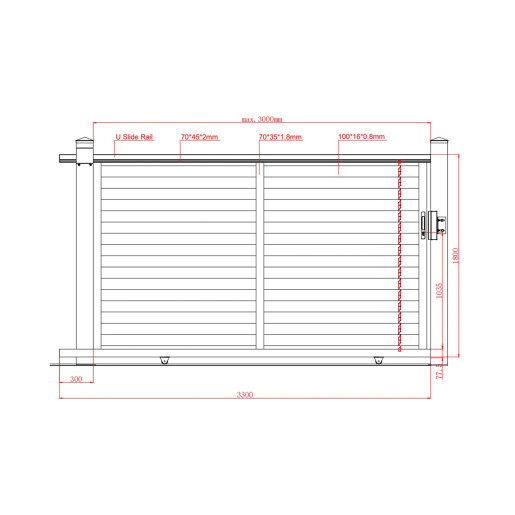 Poarta culisanta aluminiu 3000x1800 mm, model Jaluzea Deluxe, gri antracit
