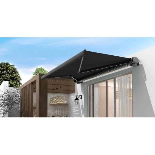Marchiza retractabila premium 3x2,5 m, actionare manuala, aluminiu, gri antracit