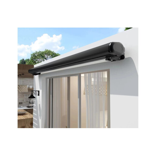Marchiza retractabila premium 3x2,5 m, actionare manuala, aluminiu, gri antracit