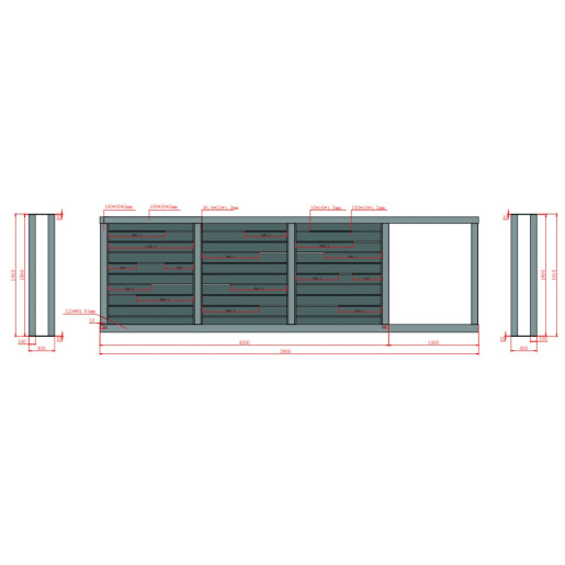 Poarta autoportanta aluminiu 5800x1800 mm, model Ragnar, gri antracit
