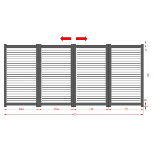 Poarta bi-fold aluminiu 4000x1800 mm, model Jaluzea, gri antracit