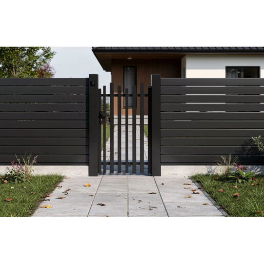 Poarta pietonala aluminiu 900x1800 mm, model Light Wave, negru