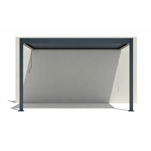 Pergola Bioclimatica X 2.0, cu Prindere pe Casa, 3x4m, LED Lumina Calda, Gri Antracit