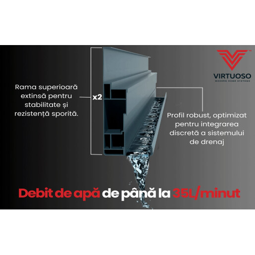 Pergola Bioclimatica X 2.0, cu Prindere pe Casa, 3x4m, LED Lumina Calda, Gri Antracit