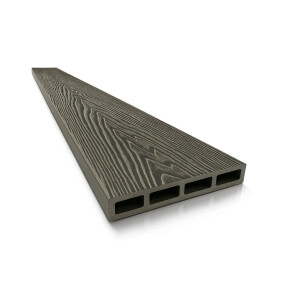 Placa Gard 3D Ambele Fete Textura Lemn WPC Gri Inchis, Dimensiune 150x20mm, Lungime 2m sau 4m
