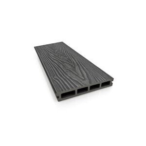 Placa deck terasa WPC 3D, tip pardoseala/dusumea WPC, 145x25 mm, gri antracit lemn 3800 mm