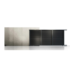 Poarta culisanta aluminiu 3000x1800 mm, model Jaluzea Suprem, gri antracit