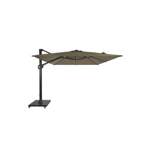Umbrela de soare 3x3 m, aluminiu, pliabila, kaki, suport de granit inclus