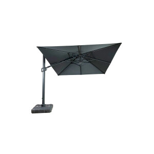 Umbrela de soare 3x3 m, aluminiu, pliabila, gri antracit, suport de plastic inclus