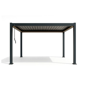 Pergola Bioclimatica X 2.0, Aluminiu, 4x4m, LED Lumina Calda, Gri Antracit