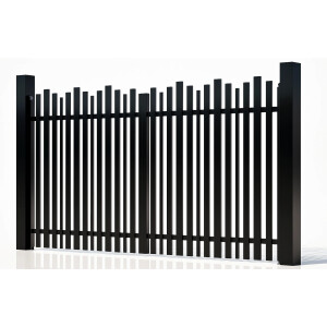 Poarta auto batanta aluminiu 3000x1800 mm, model Light Wave, negru