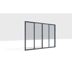 Paravan din Sticla Securizata 3000x2500mm, 8mm, Sistem Aluminiu Gri RAL 7016 - Panouri Mobile pentru Pergole