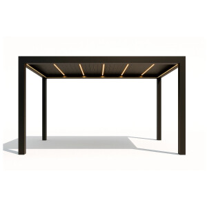 Pergola Bioclimatica Deluxe 2.0, Aluminiu, 3x4m, LED Lumina Calda, Gri Antracit