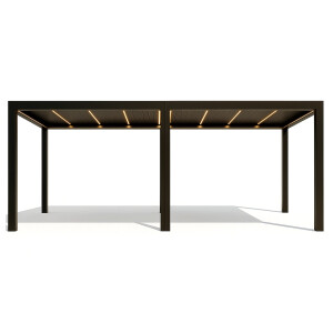 Pergola Bioclimatica Deluxe 2.0, Aluminiu, 3x8m, LED Lumina Calda, Gri Antracit