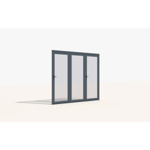 Paravan Pliant Bi-Fold din Sticla 3000x2500mm, 8mm, Sistem Aluminiu Gri RAL 7016 - pentru Pergole si Terase